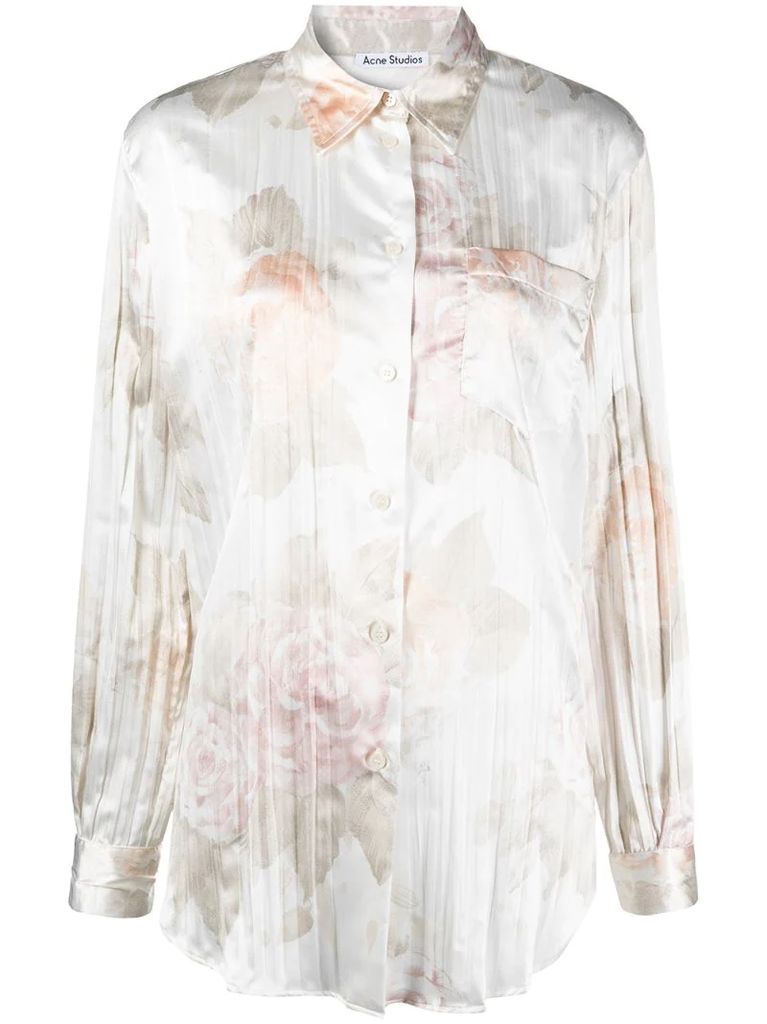 floral print pleated shirt
