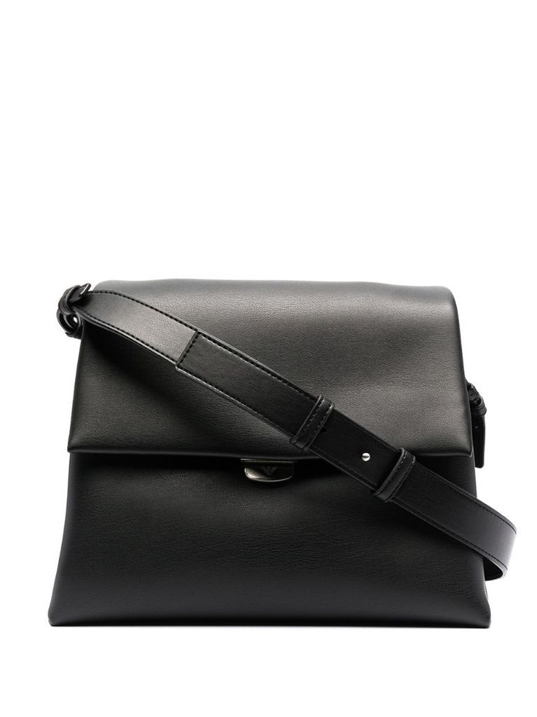 braided-handle flap handbag