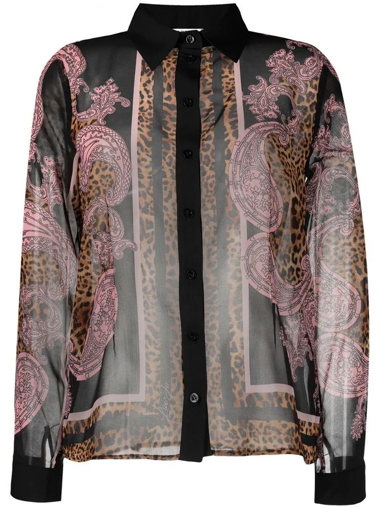 paisley-print semi-sheer shirt