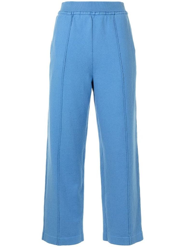 exposed-seam cotton-blend trousers