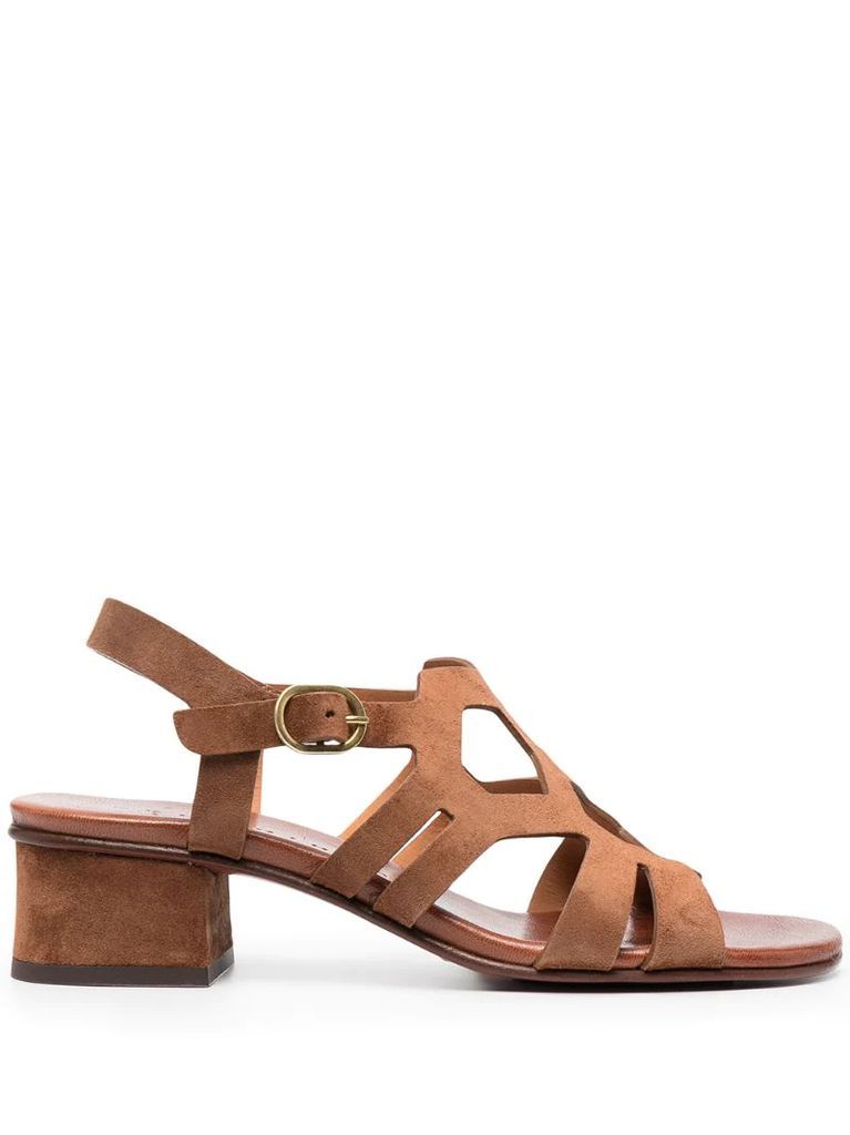 caged-strap leather sandals
