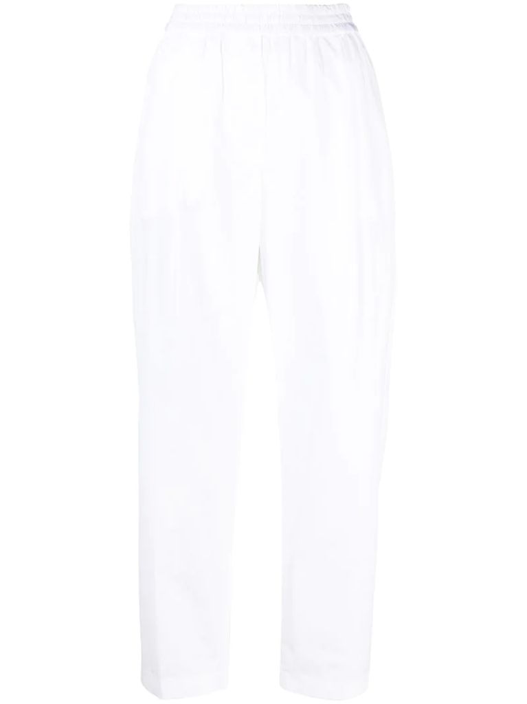 cropped tapered cotton trousers