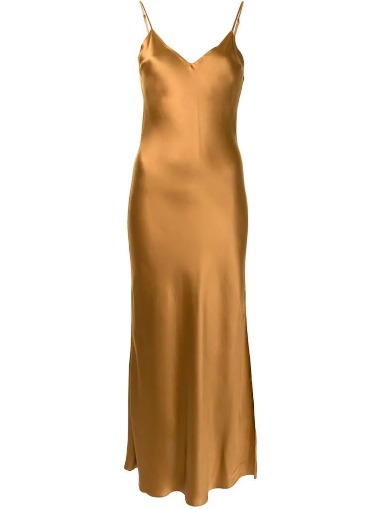 sleeveless silk maxi dress