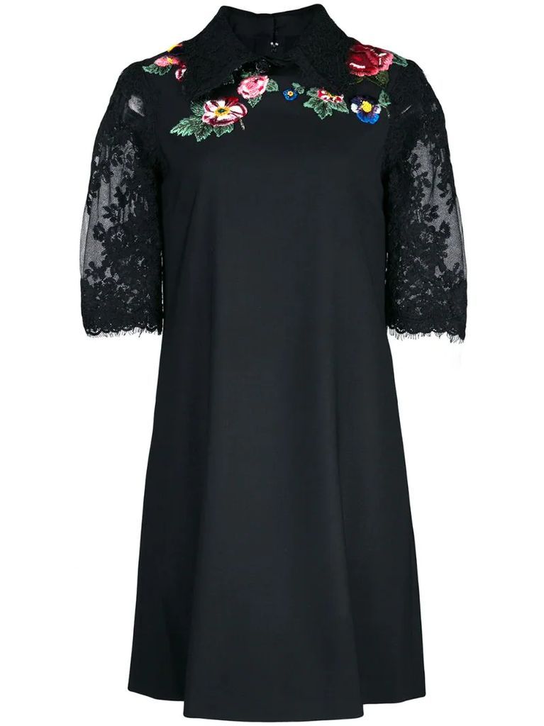 floral lace embroidered mini dress