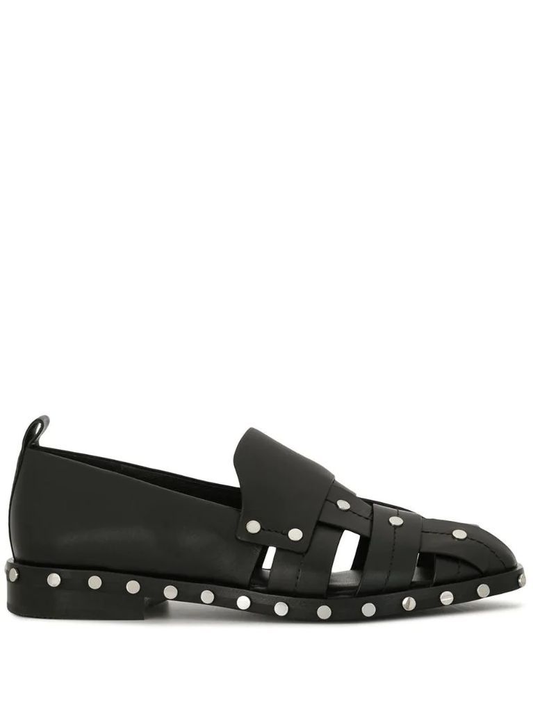 Alexa woven studded loafers
