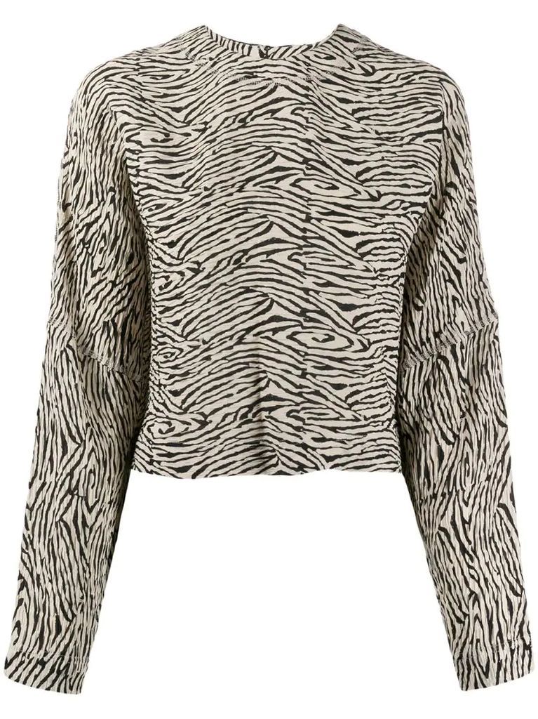 Louise zebra-print pleated top