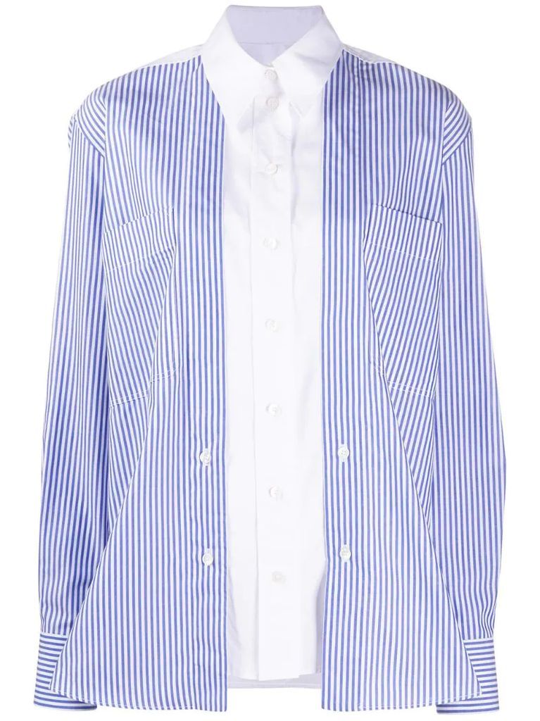 layered-effect striped shirt