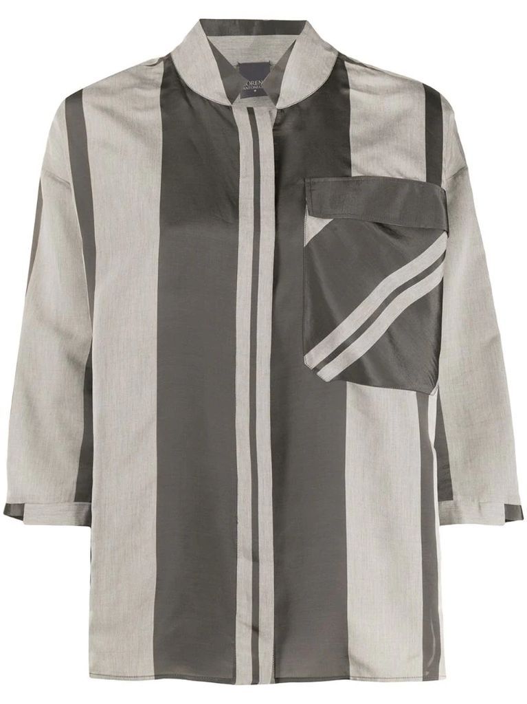maxi-striped pocket shirt
