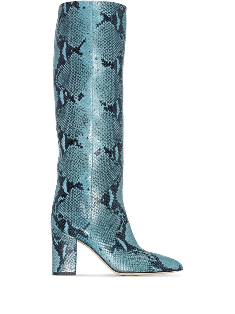 Paris 100mm snake-print leather boots