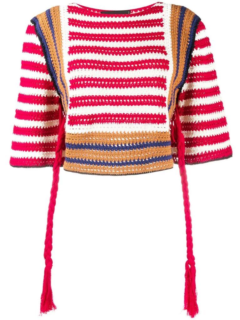 crochet knit striped jumper