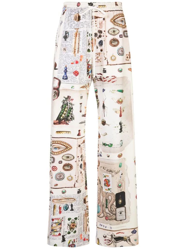 Objects print palazzo trousers