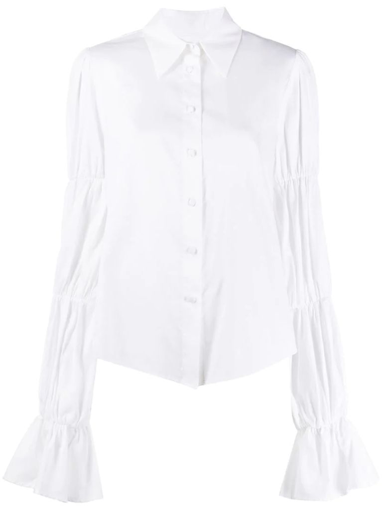 tiered sleeve pointed collar shirt