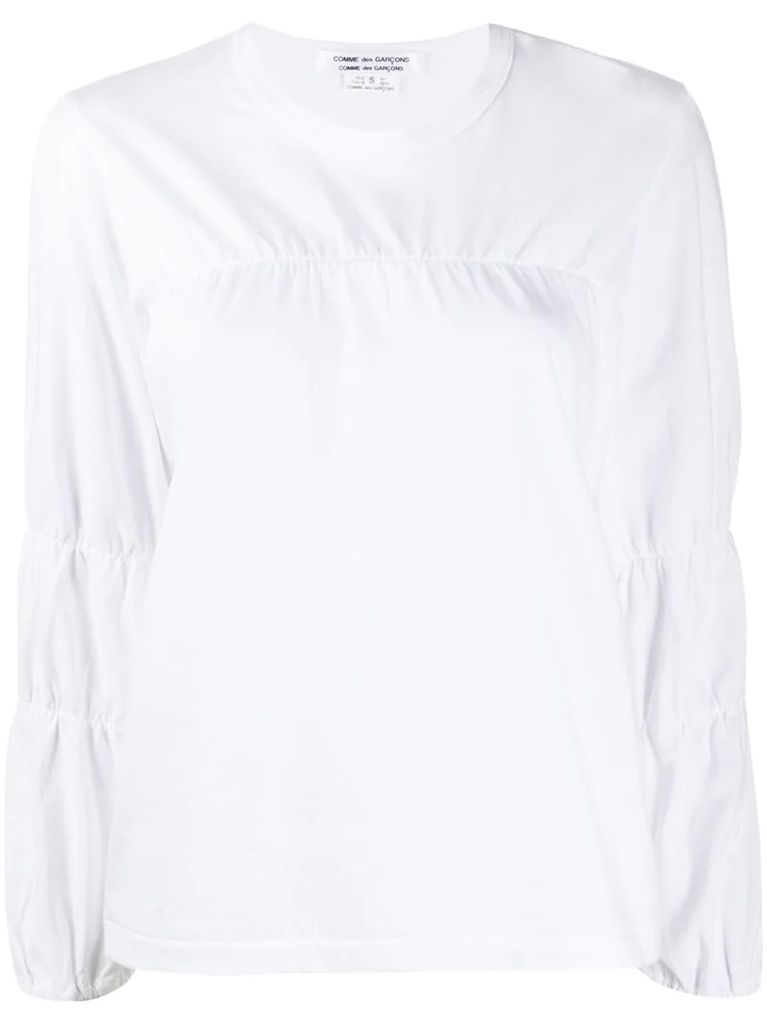 ruched-detail long-sleeved top