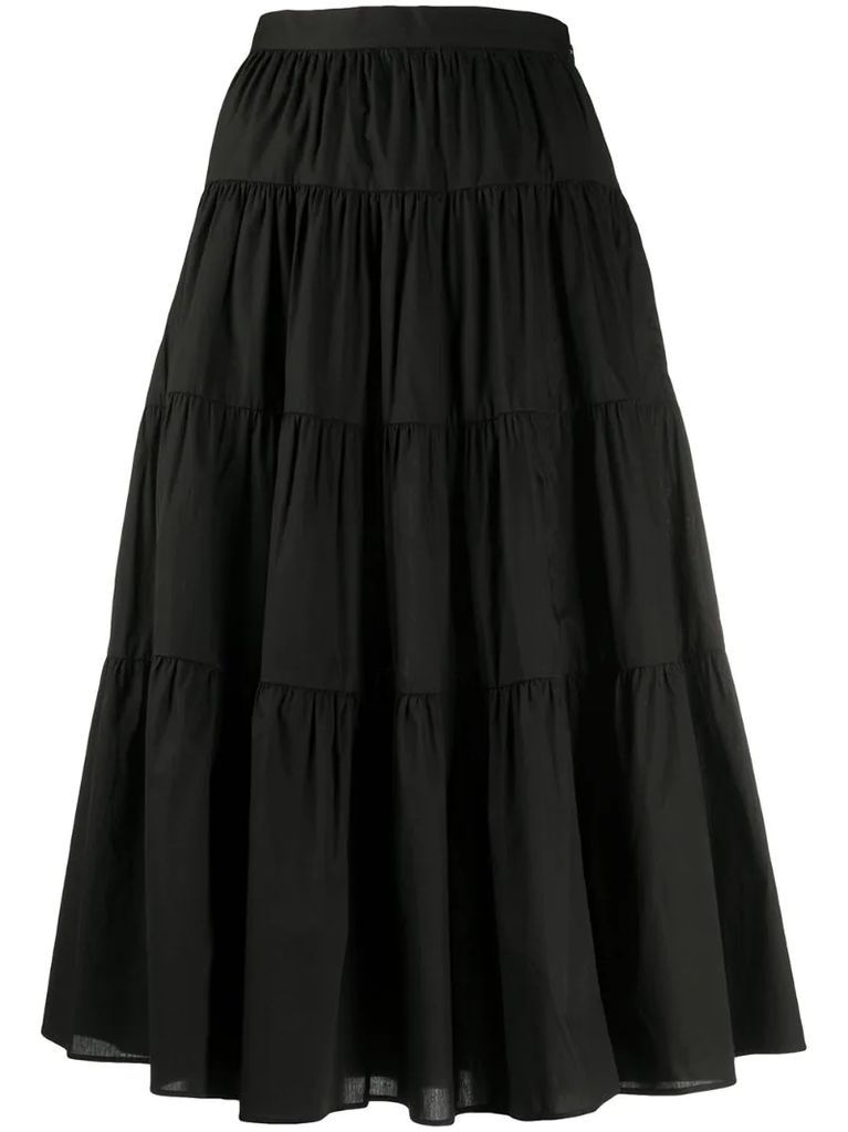 cotton poplin tiered skirt