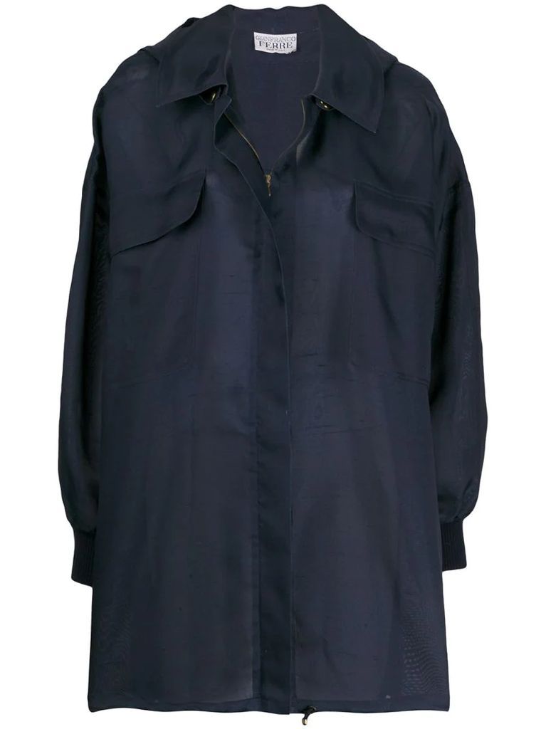 hooded concealed fastening raincoat