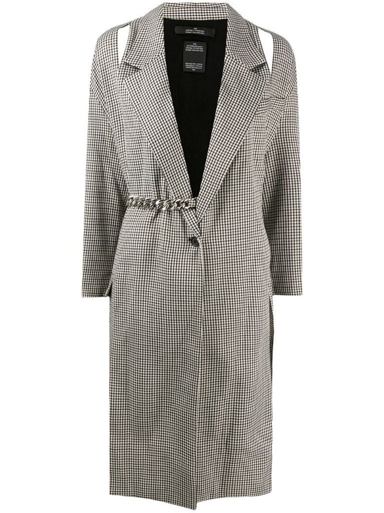 duster jacket with cut-out and chain-link detail
