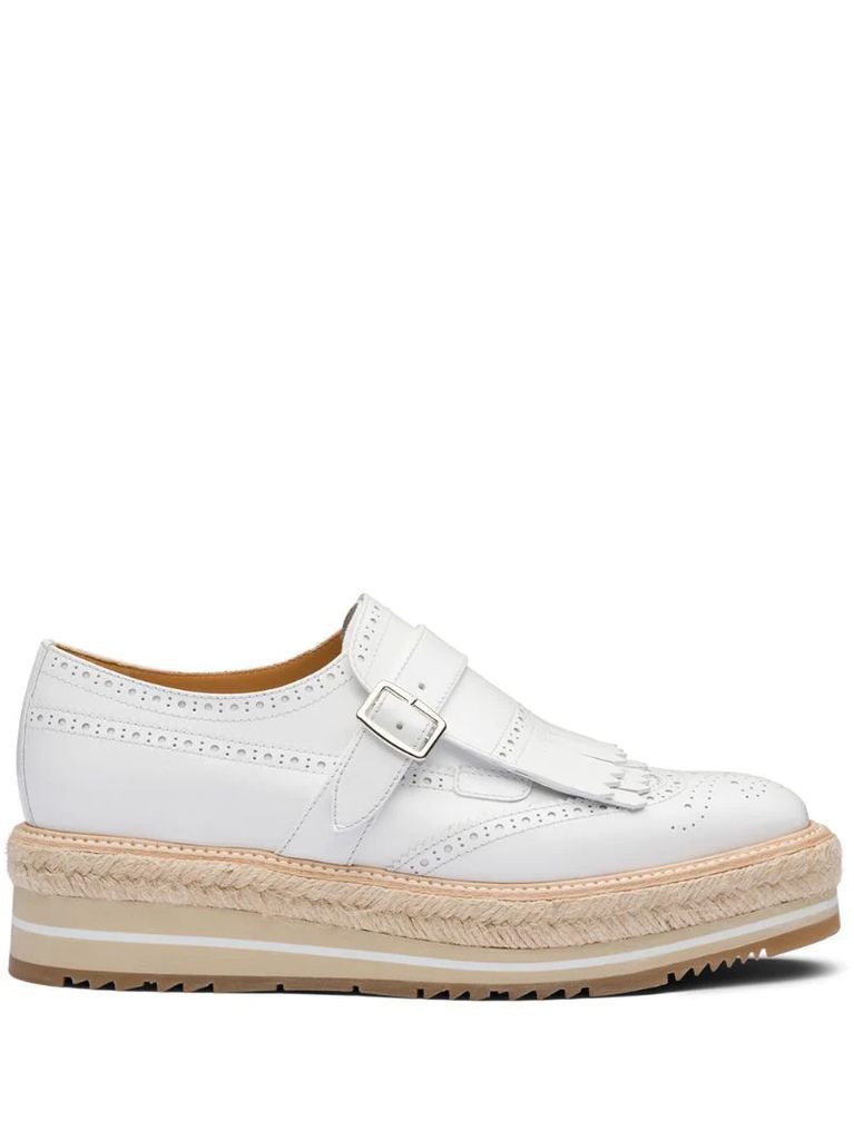 brushed leather buckle brogues