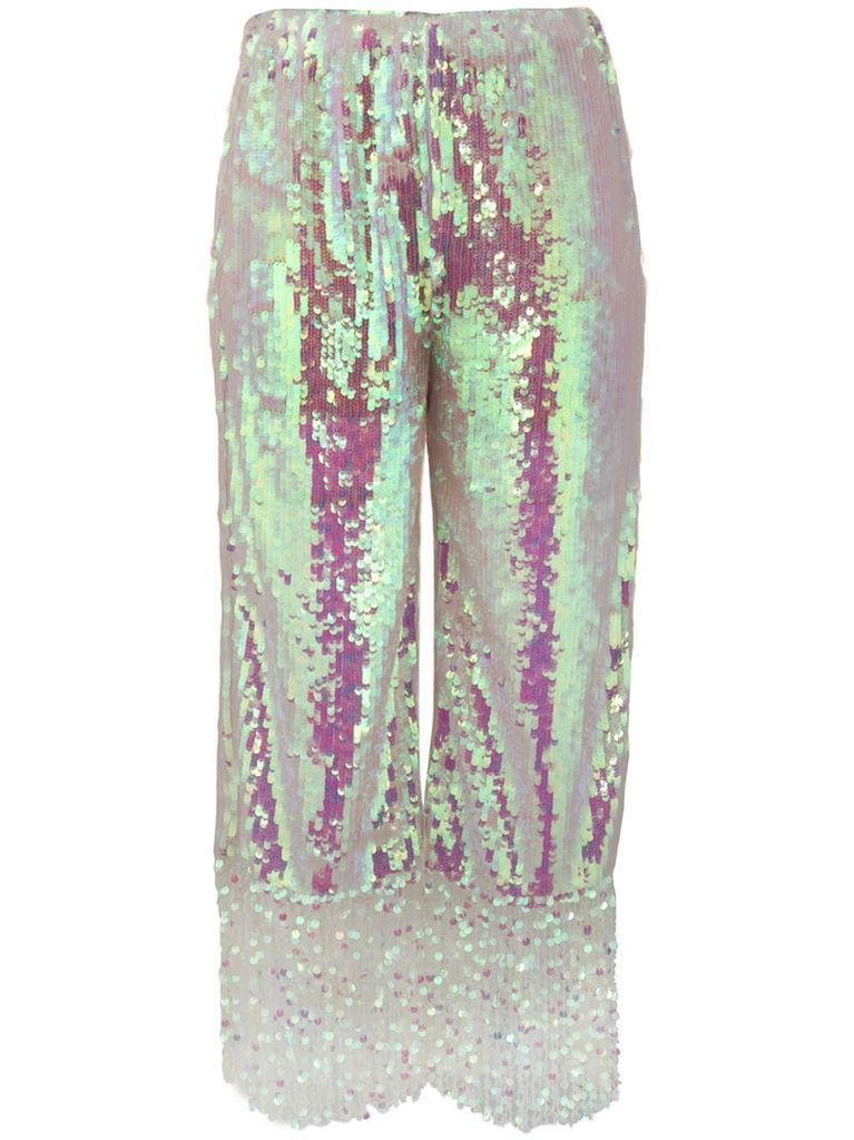 Iridescent cropped trousers