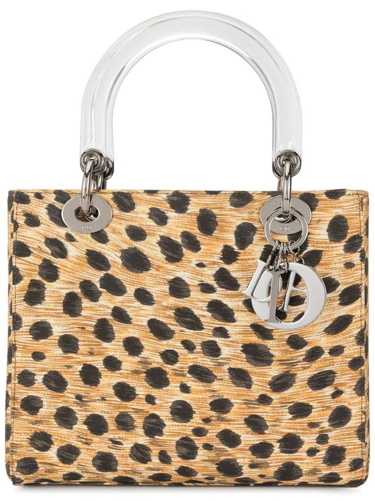 pre-owned Lady Dior cheetah-print 2way bag