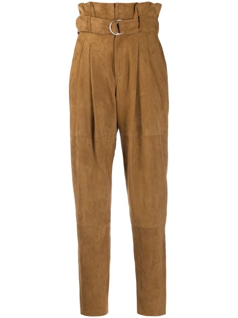 textured paperbag waist trousers