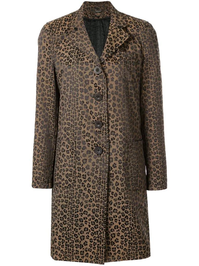 FENDI Leopard Long Sleeve Coat