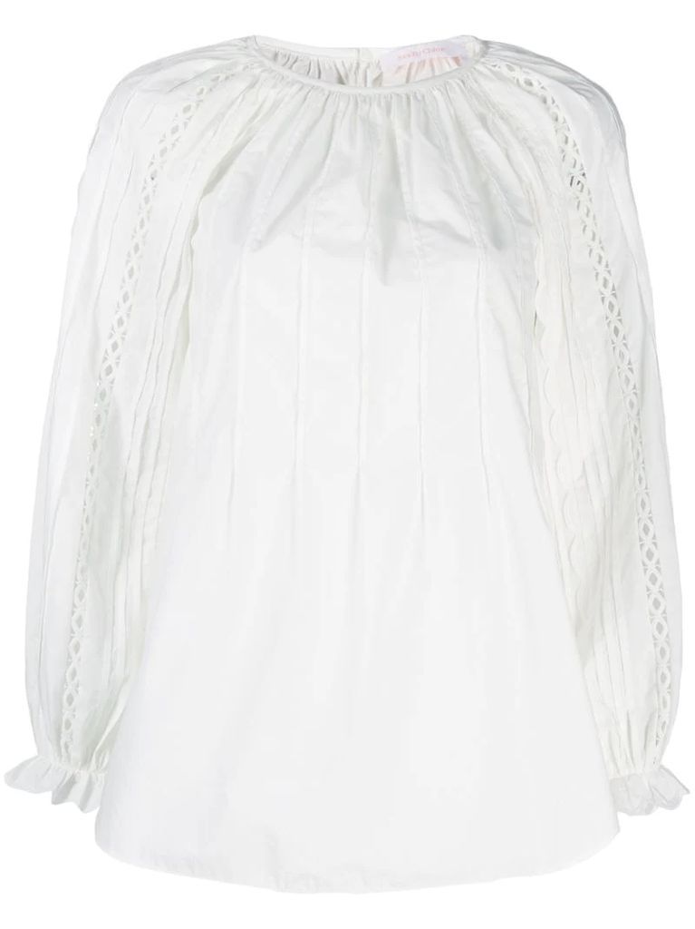 pleated front blouse