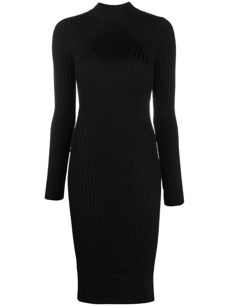 ribbed knit fitted dress