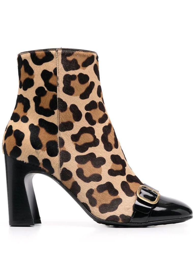leopard print heeled boots