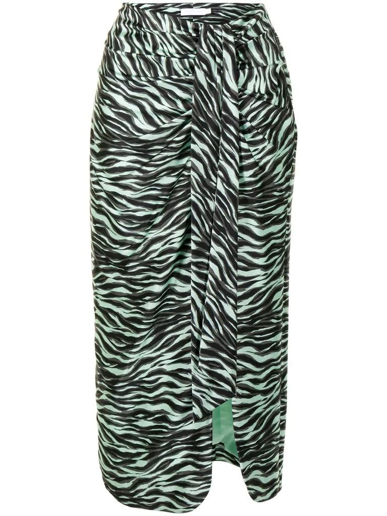 Karely zebra-print draped skirt