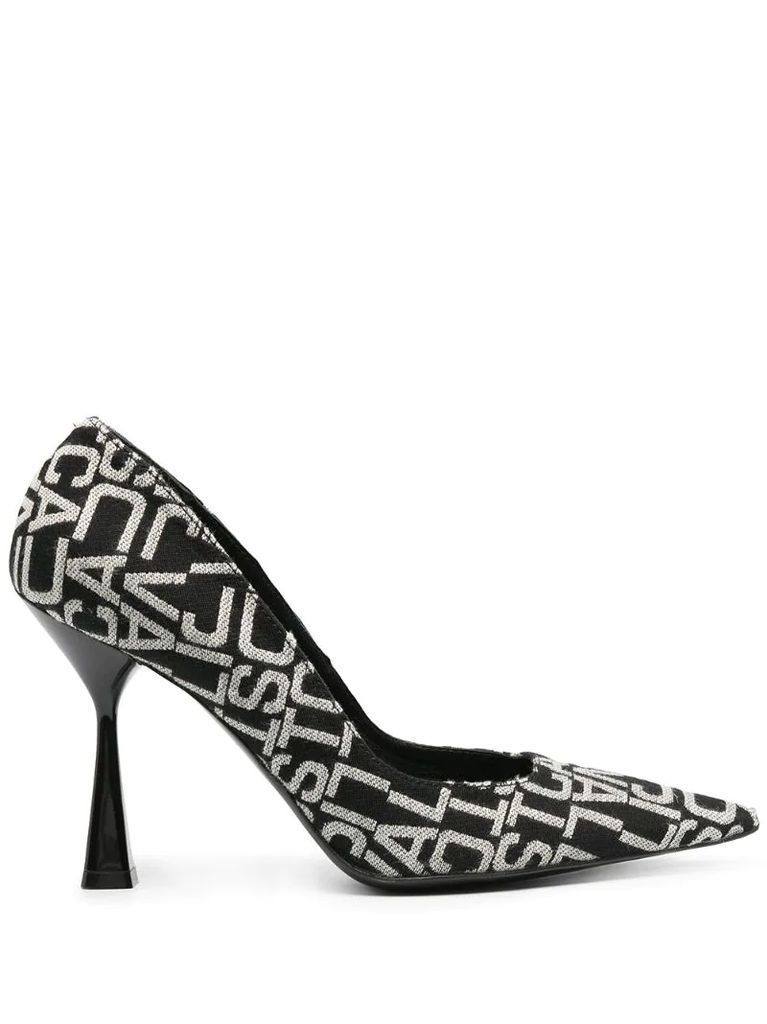 logo print pointed pumps