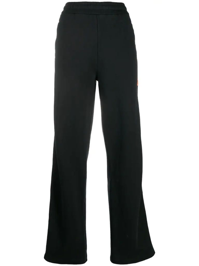 logo patch straight trousers