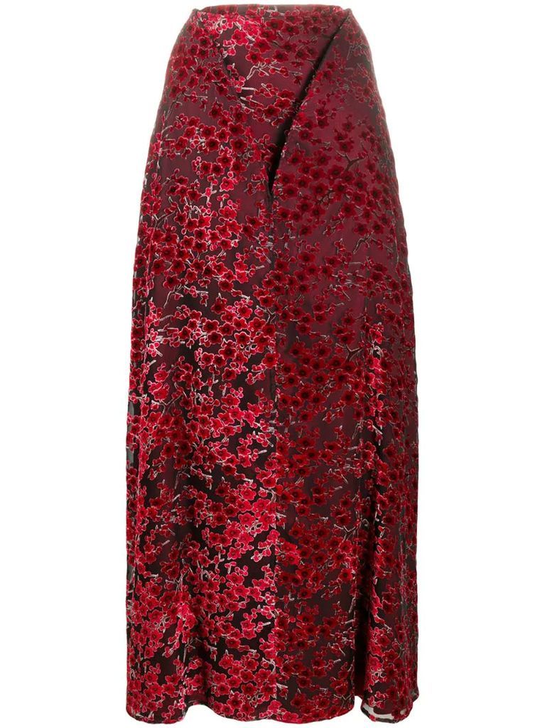 embroidered floral maxi skirt