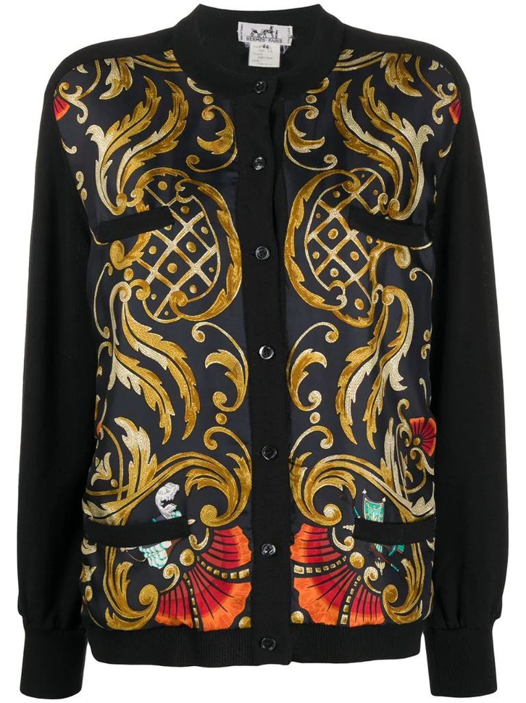 1990s pre-owned baroque print cardigan