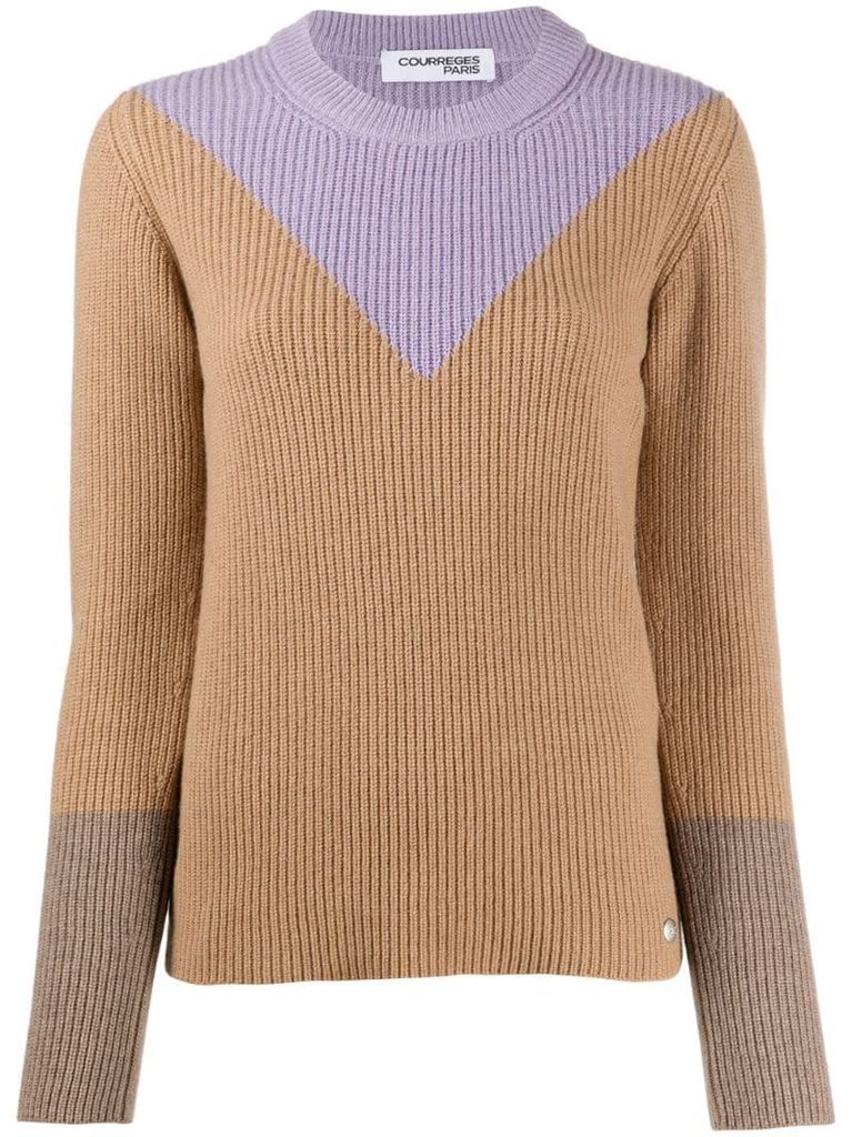 ribbed knit colour-block jumper