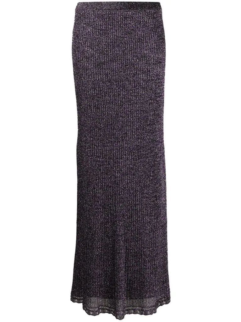 metallic rib knit skirt