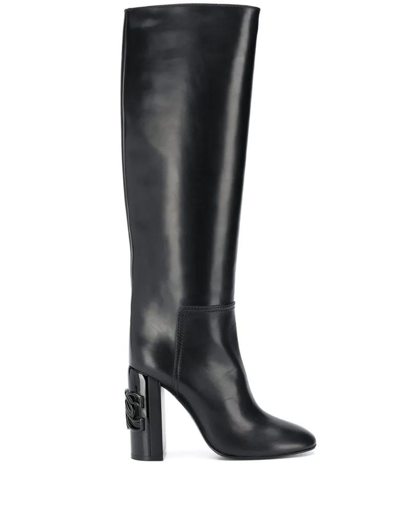 knee-length leather boots