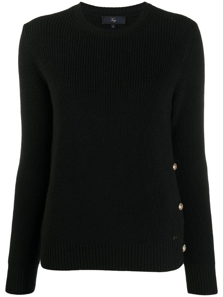 button-detail round neck sweater