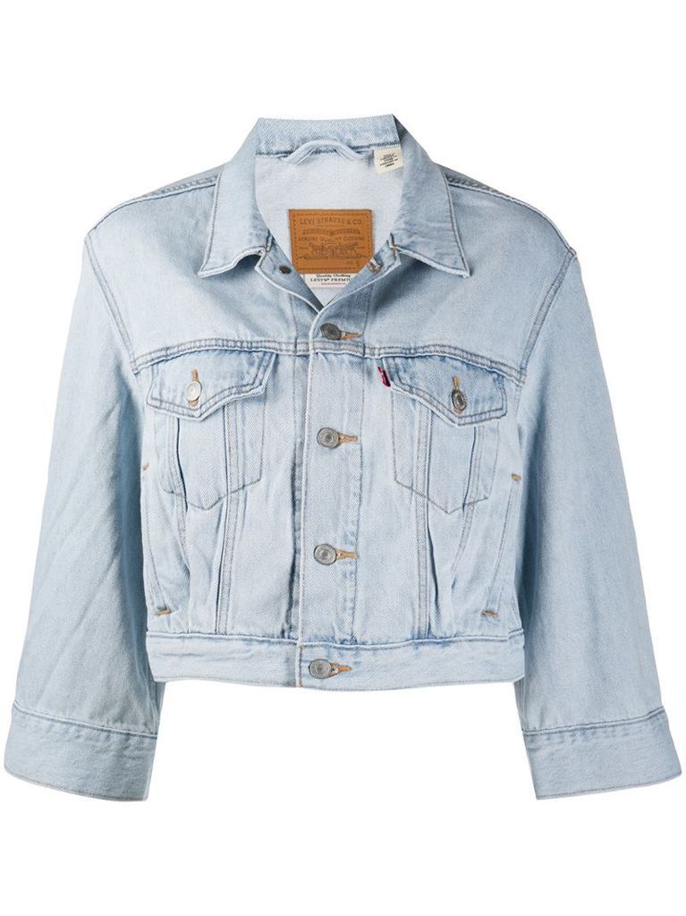 cropped button-up denim jacket