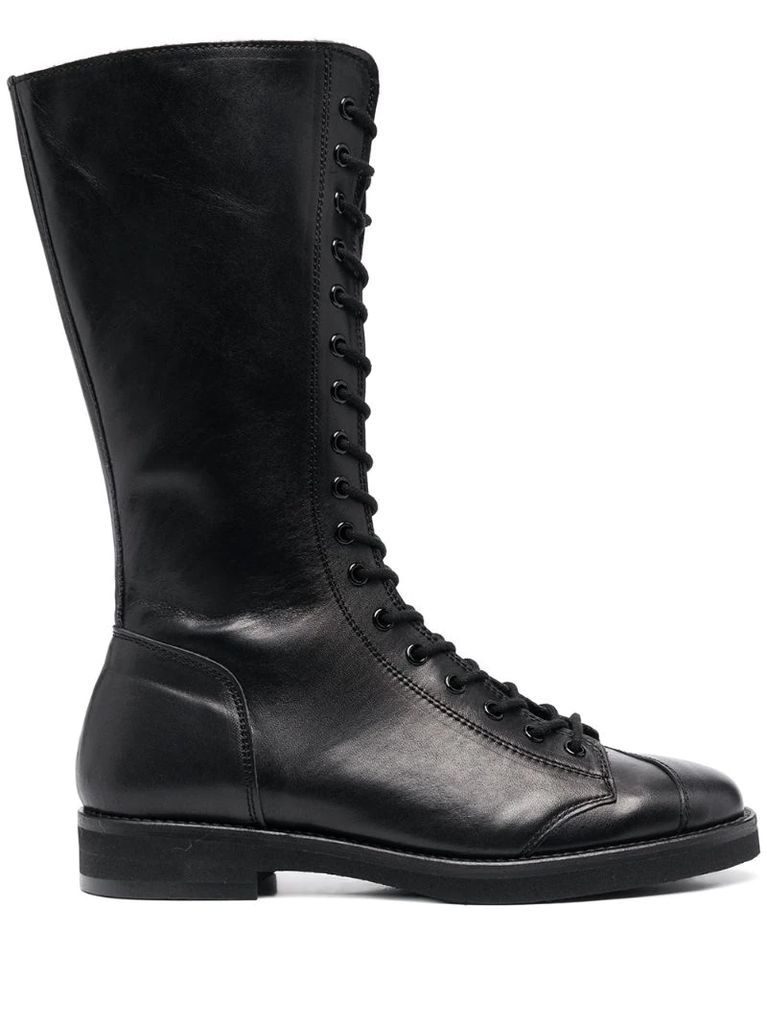 lace-up leather military boots