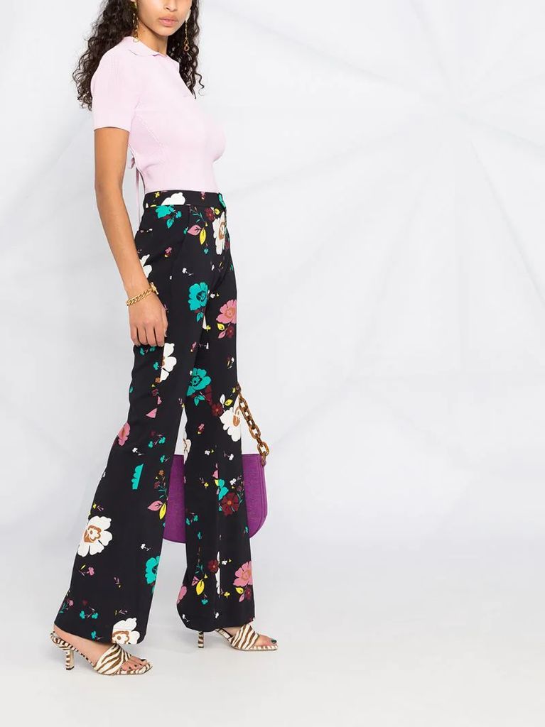 floral-print high-waisted trousers