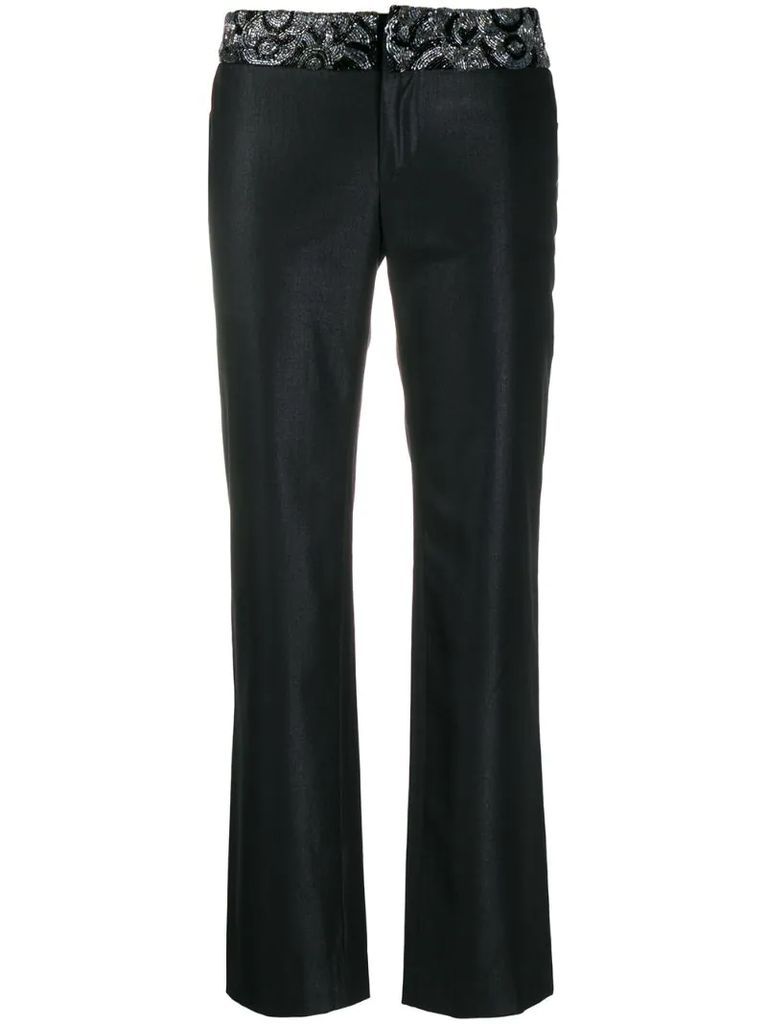 crystal bead detailed trousers