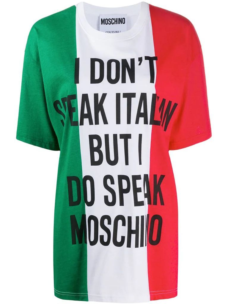 slogan Italian flag print T-shirt