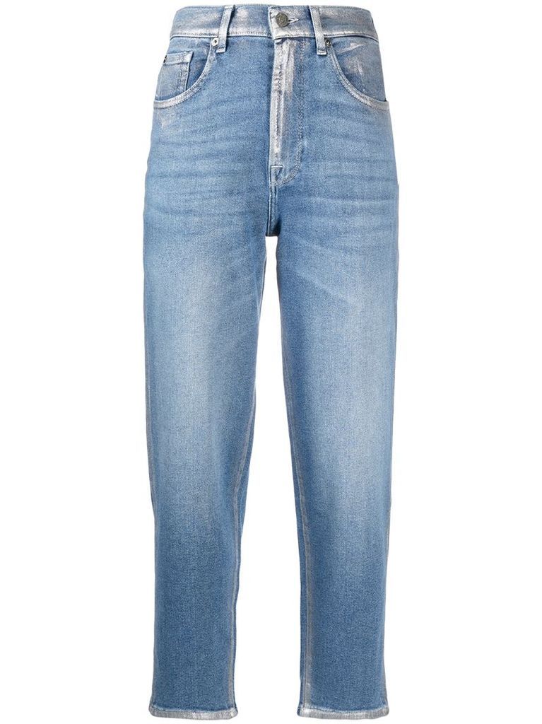 Malia metallized cropped jeans