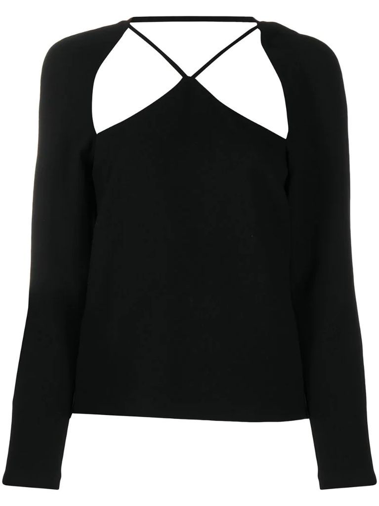 cut-out long sleeved crepe top