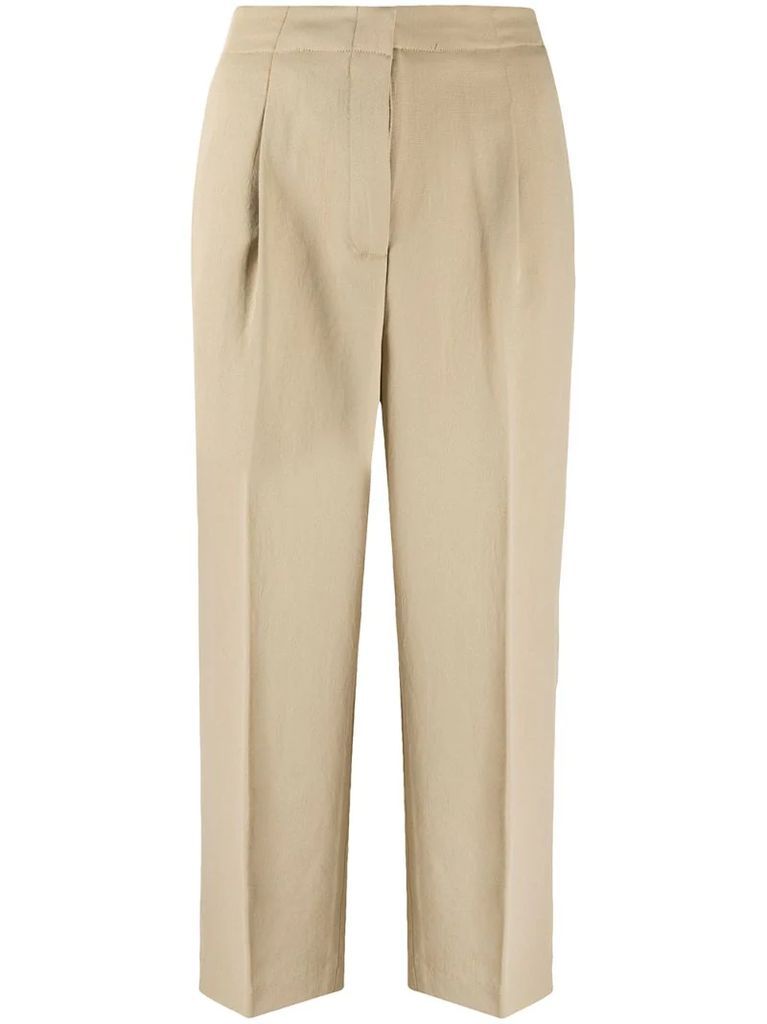 cropped box pleat trousers