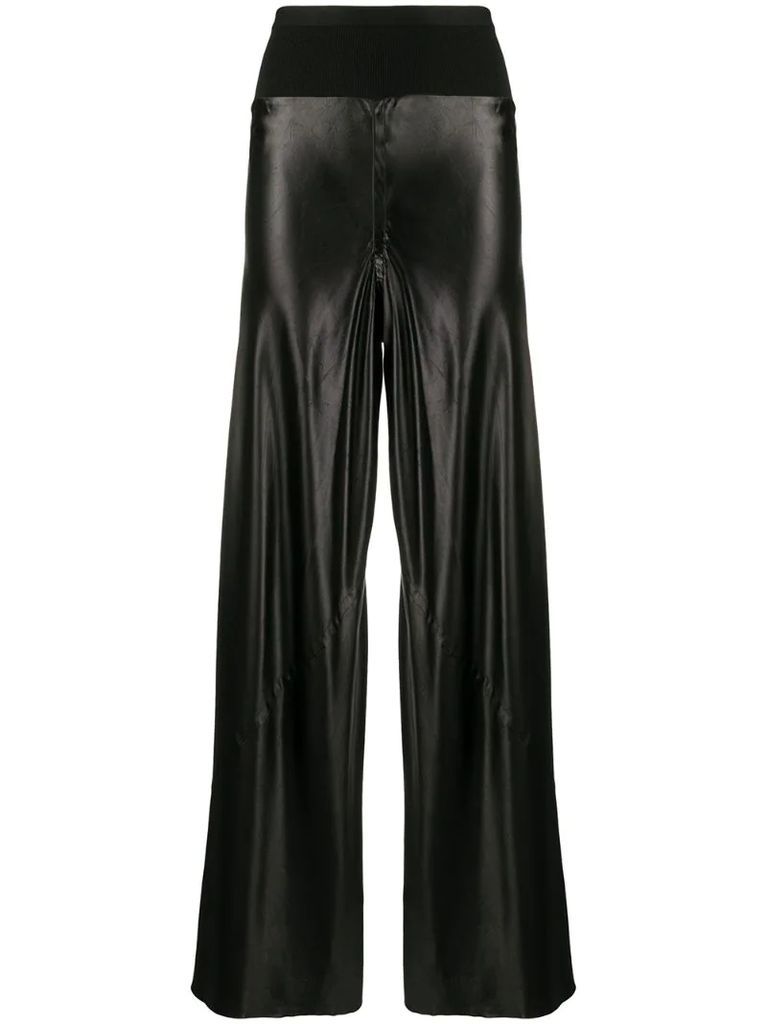 textured wide leg trousers