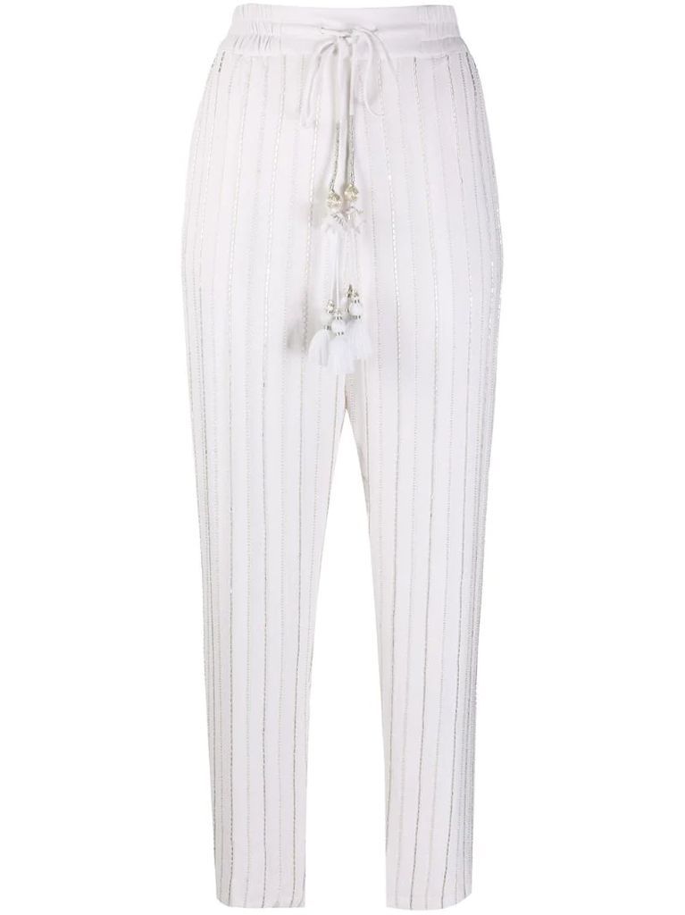 beaded tapered trousers