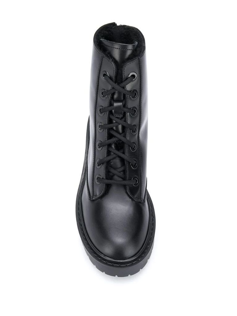 black calf leather ankle biker boots