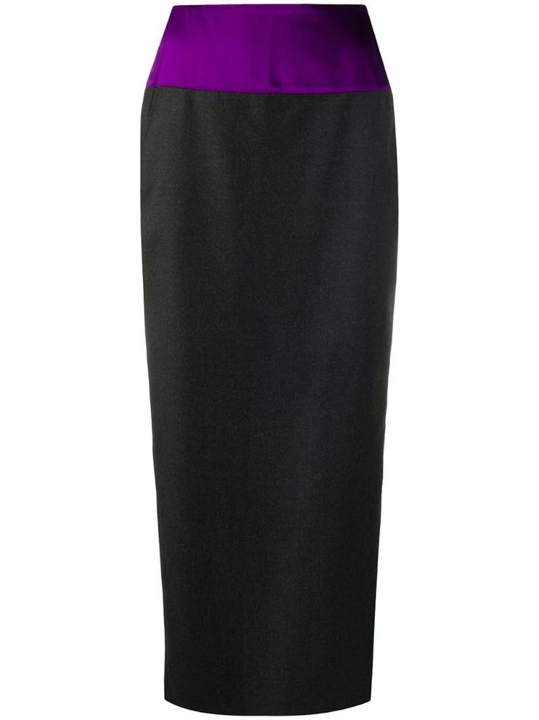 1990s contrasting panel midi pencil skirt