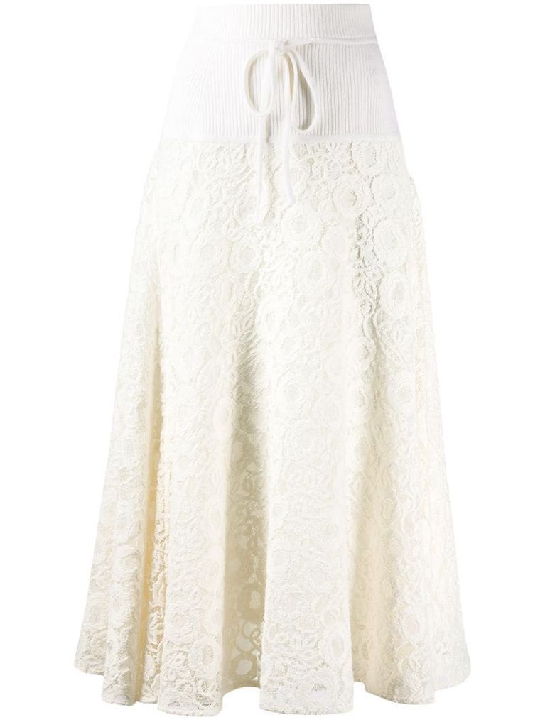 floral-lace midi-skirt